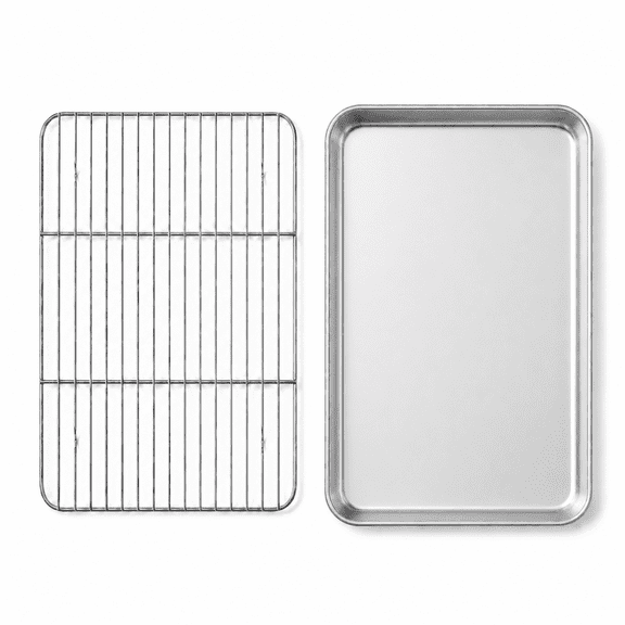 Yesotol Stainless Steel Baking Pan with Rack, 16 Inch Deep Baking Sheet with Cooling Rack for Home Oven