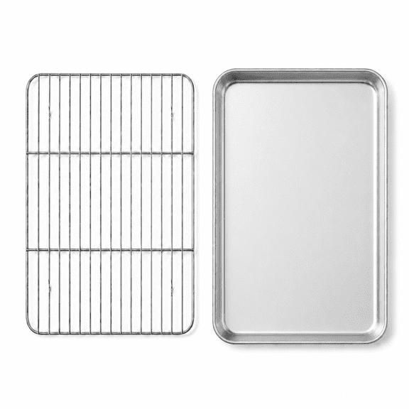 Stainless Steel Baking Pan with Rack, 16 Inch Deep Baking Sheet with Cooling Rack for Home Oven Roasting & Baking