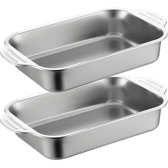 Stainless Steel Baking Pans With Handles, Shallow Thickened Rectangle Cake Pans, Nonstick Oven Use For Roasting
