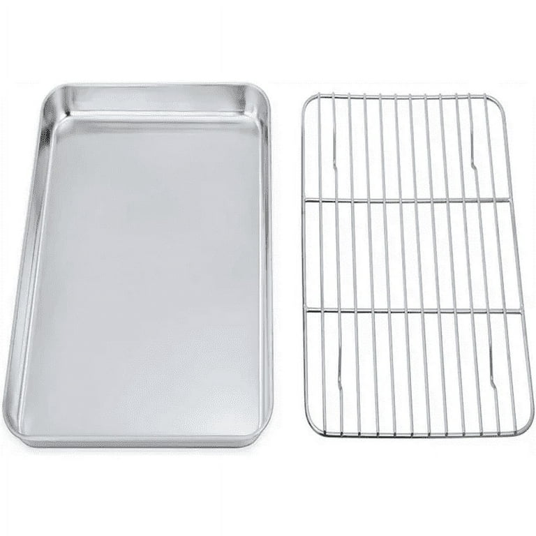 Stainless Steel Baking Sheet Cookie Pan with Wire Rack Set for