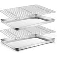 thumbnail image 1 of Stainless Steel Baking Sheet with Rack Set,  16”x12” Cookie Sheet Pan for Oven, Rimmed Metal Tray with Wire Cooling Rack for Cooking Roasting Resting Bacon Meat Steak - Dishwasher Safe, 1 of 7