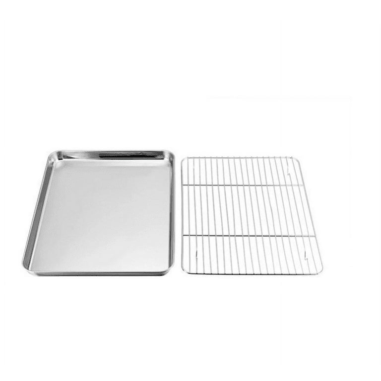 Velaze Baking Tray Set of 2, Stainless Steel Oven Trays Non-Stick Sheet,  Non Toxic & Healthy, Mirror Finish & Rust Free, Easy Clean & Dishwasher  Safe 