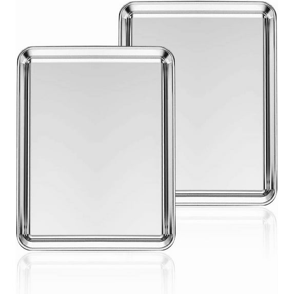TRIANI Baking Sheet Stainless Steel Baking Tray Cookie Sheet Oven Pan Rectangle , Non Toxic & Healthy, Rust Free & Less Stick, Thick & Sturdy, Easy Clean & Dishwasher Safe,Size 10 x 8 x 1 inch