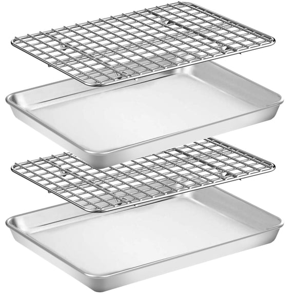 Stainless Steel Baking Sheet With Rack Set 9 x 7 x 1 inch, For Oven And Toaster Oven