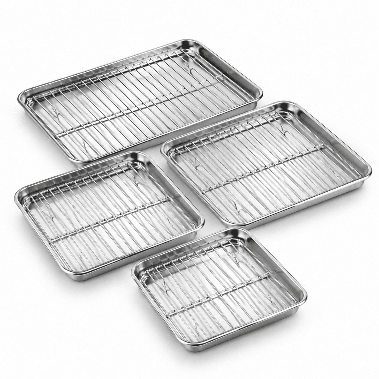 Stainless Steel Baking Sheet With Wire Rack Set, 4 Pans + 4 Racks, 16 ...