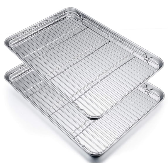 Stainless Steel Baking Sheet with Rack Set, 19.6 Inch, 2 Pans + 2 Racks