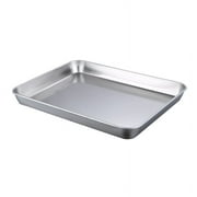 Stainless Steel Baking Tray, Rectangular Cake & Cookie Pan, Metal Oven Tray For Toaster Ovens - 26X15X1.2 Inch Size, Food Grade Stainless Steel, Easy Clean, 0.5 Inch Thick,