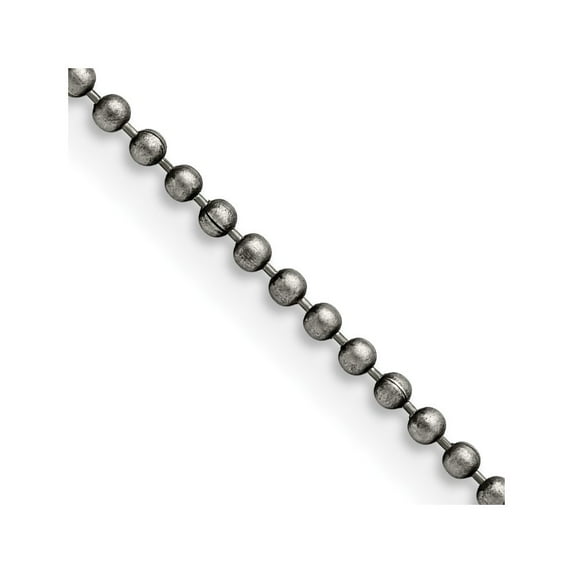 Stainless Steel Ball Beaded Chain Styles Necklace Chisel Antiqued 2 mm 22 inch