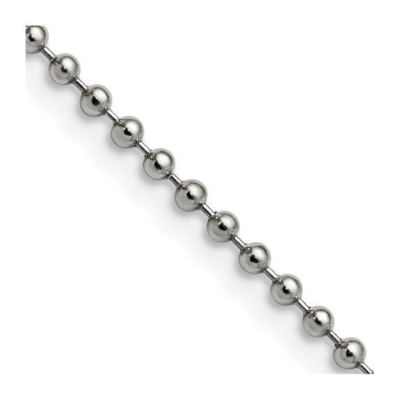 Stainless Steel Ball Beaded Chain Styles Necklace Chisel Polished 2.4 mm 24 inch
