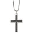 thumbnail image 1 of Stainless Steel Ball Beaded Necklace with Pendants Chain Chisel Polished Black Rhodium 1/2 carat Diamond Cross Pendant on a 24 inch 33.79 mm, 1 of 4