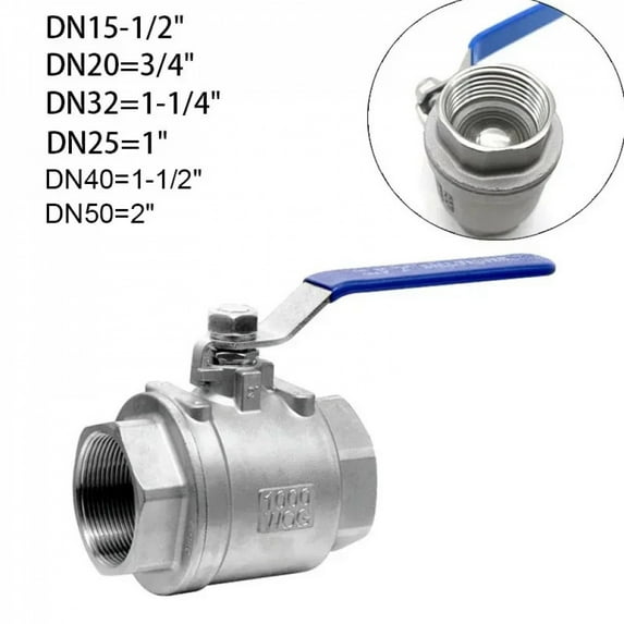 Stainless Steel BallValve SS304 2P Full Port Ball Valve 1/2" 3/4" 1" 1-1/4" Female Valve Vinyl Handle Valves