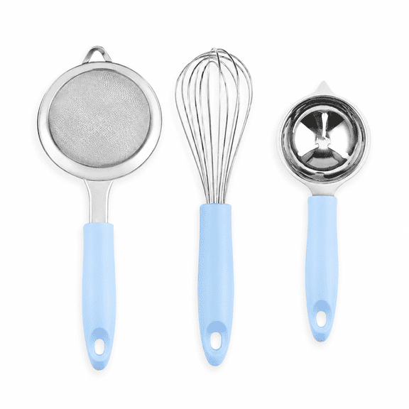Stainless Steel Balloon Whisk, Professional 304 Grade Egg Beater & Cream Mixer for Baking, Ergonomic Design with Hanging Loop, Modern Kitchen Essential in Rose Quartz & Stellar Blue