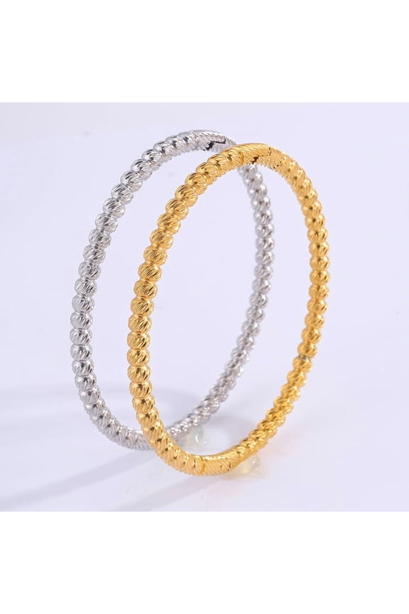 Stainless Steel Bamboo Round Beads Bracelet
