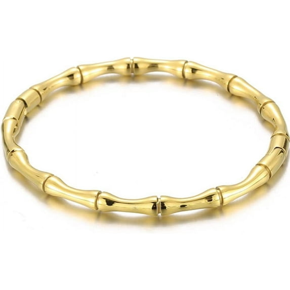 Stainless Steel Bamboo Style Classic Plain Open Clasp Bangle Bracelet