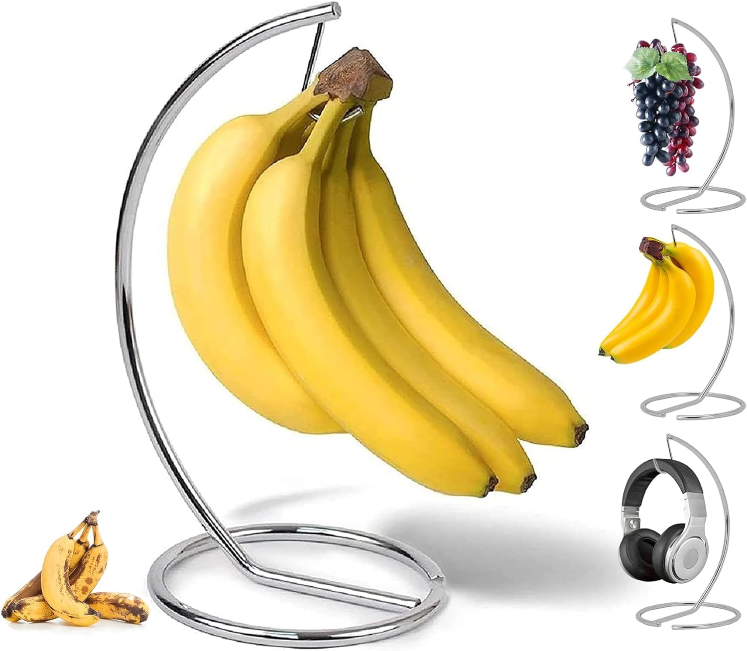 Stainless Steel Banana Tree Hanger Keep Bananas Fresh & BruiseFree Fruit Bowl Stand