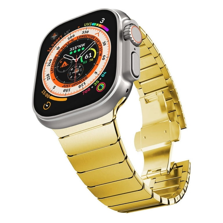 Stainless Steel Band for Apple Watch Ultra Link Bracelet 49mm 44mm 45mm 42mm Metal Strap with Folding Clasp for Apple Watch Series 8 7 6 5 4 3 2 1 SE for