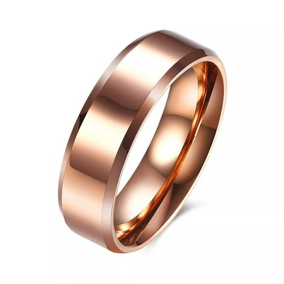 Stainless Steel Band Wedding Ring Rose Gold Aaa Zirconia Men'S Unisex B446