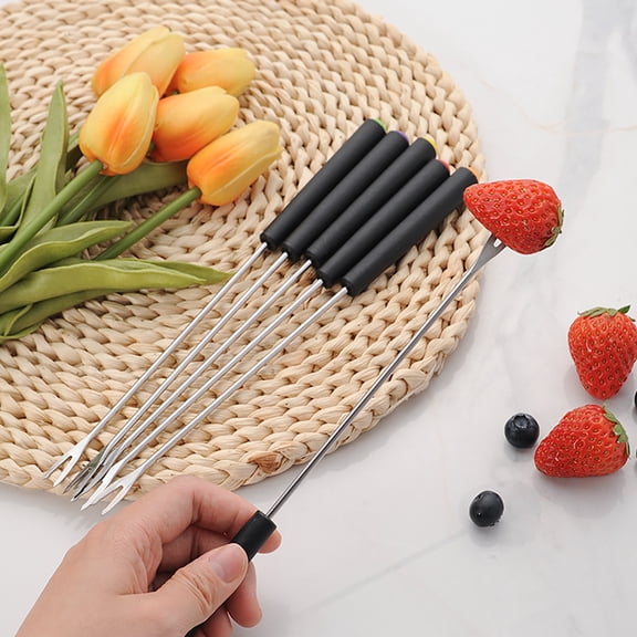 Stainless Steel Barbecue Fork 6 Pack - 9 Inch Retractable Campfire Roasting Sticks for Hot Dogs Sausages Marshmallows - Outdoor Camping Cooking Utensils with Canvas Bag for Home Kitchen Travel