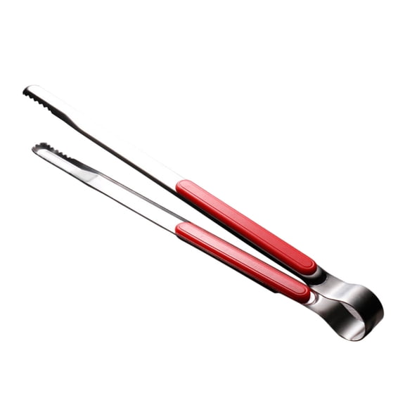 Stainless Steel Barbecue Grill Clamp for Outdoor Cooking, 25.5cm Non-Slip Food Clip Red
