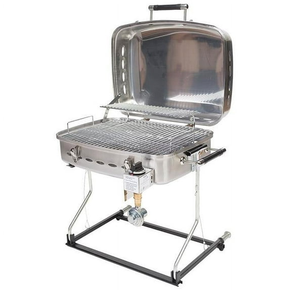 Stainless Steel Barbecue Grille with Disposable Bottle Adapter
