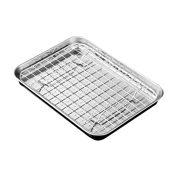 Stainless Steel Barbecue Plate, Barbecue Plate, Vegetable Plate,Bakeware Tray Food Storage Tray Appetizer Plates Flat Bottom Baking Pan Cooling Rack Drying Rack Kitchen Supplies Grid Baking Dish