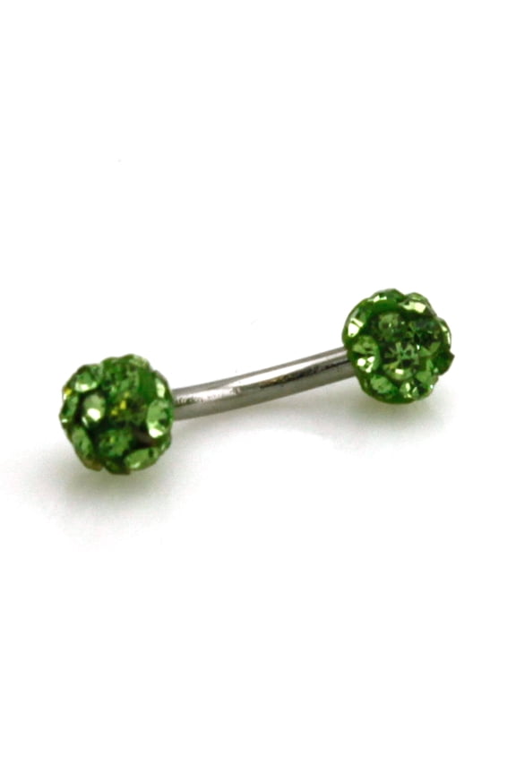 Stainless Steel Barbell Style Light Green Cubic Zirconia Ball Eyebrow Piercing Ring Body Jewelry