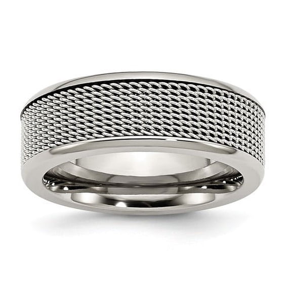 Stainless Steel Base With Mesh Center 8mm Band (Size 10.5) Made In China sr253-10.5