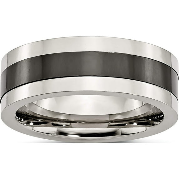 Stainless Steel Base With Polished Black Ceramic Center Band (Size 12) Made In China sr250-12