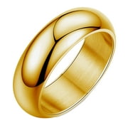 ARCO IRIS JEWELRY Stainless Steel Basic Plain Ring 7mm Dome Polished Comfort Fit Wedding Band, Unisex Style for Both Men and Women
