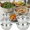 thumbnail image 1 of Stainless Steel Basin Set, Five Piece Mixing Bowl Set for Kitchen and Camping, 1 of 7