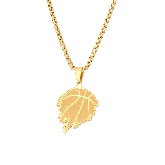 Stainless Steel Basketball Pendant Necklace - Adjustable Fire Design Jewelry for Basketball Hobbyists, Men Women Wonderful Gift