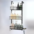 thumbnail image 1 of Stainless Steel Bath Shower Over Door Caddy, Hanging Storage Organizer 3-Tier Rack with 2 Hooks and 3 Baskets - Holder for Soap, Shampoo, Loofah, Body Wash, Omni Collection, Matte Black, 1 of 5