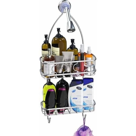 Stainless Steel Bathroom Hanging Shower Head Caddy Organizer (24 x 10.2 x 4.2 inches)