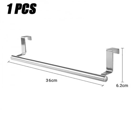 Stainless Steel Bathroom Kitchen Cabinet Rag Shelf Dishcloth Hanger Single Pole Towel Rack Over Door Back Type Hanging Holder
