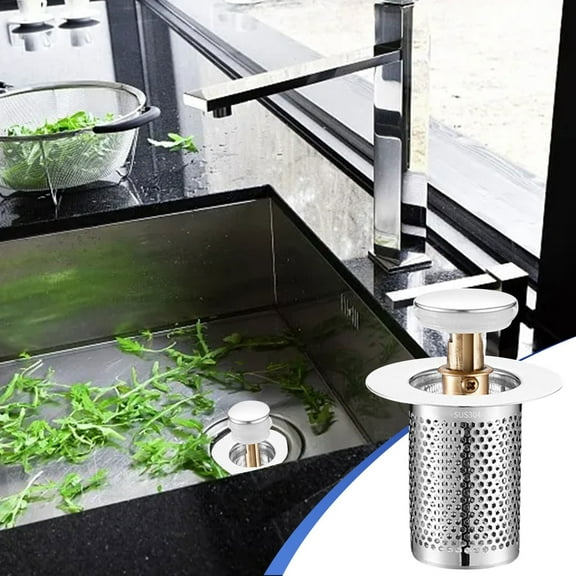 Stainless Steel Bathroom Sink Hair Catcher with Removable Filter Basket - Basin Plug Strainer for Washbasin