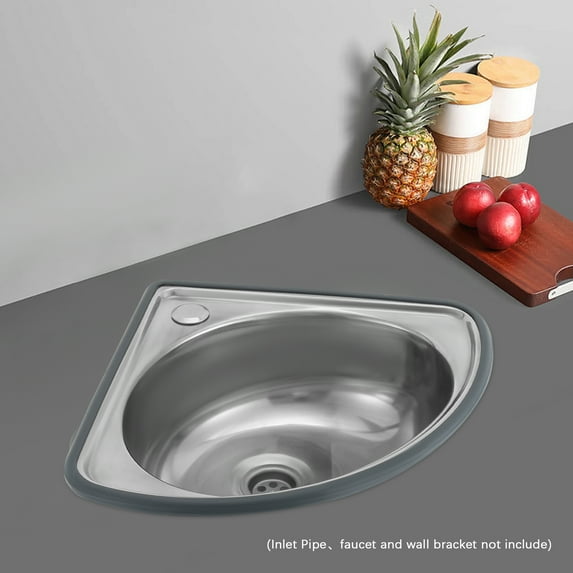 Stainless Steel Bathroom Sink with Unique Fan-Shaped Design, Modern Industrial Style, Anti-Rust, Space-Saving, Round Single Bowl for Bathroom or Kitchen Use