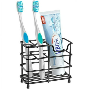 Stainless Steel Bathroom Toothbrush Holder Toothpaste Holder Stand, Black