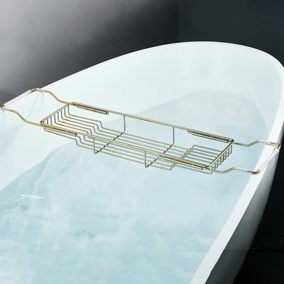 Stainless Steel Bathtub Tray, Expandable Bathroom Tray Table, Premium Bath Caddy Tray For Bathtub, Anti-Slip Bathtub Accessories For Bathtubs, Bath Shelf Spa Gifts For Women, 68-90cm ( Color : Gold )
