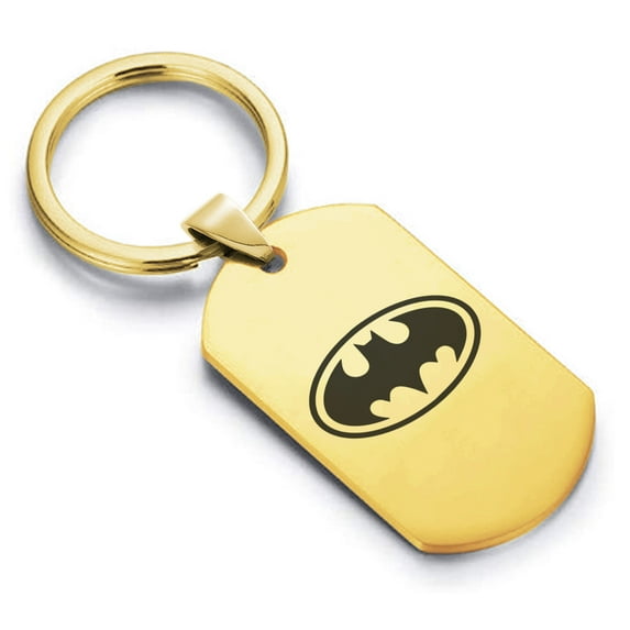 Stainless Steel Batman Dog Tag Keychain Circle Ring