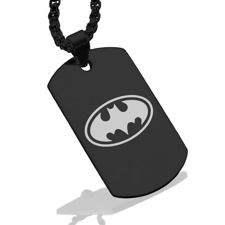 Stainless Steel Batman Dog Tag Pendant Necklace
