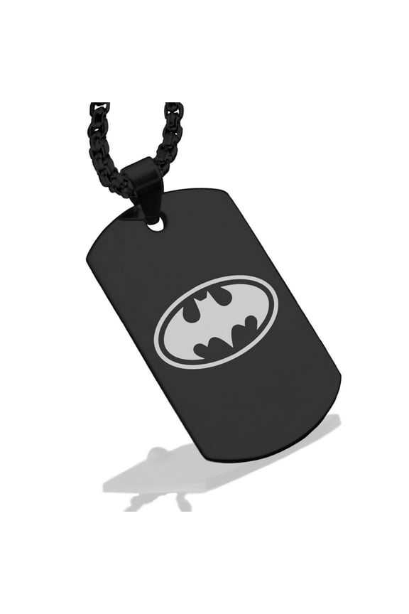 Stainless Steel Batman Dog Tag Pendant Necklace