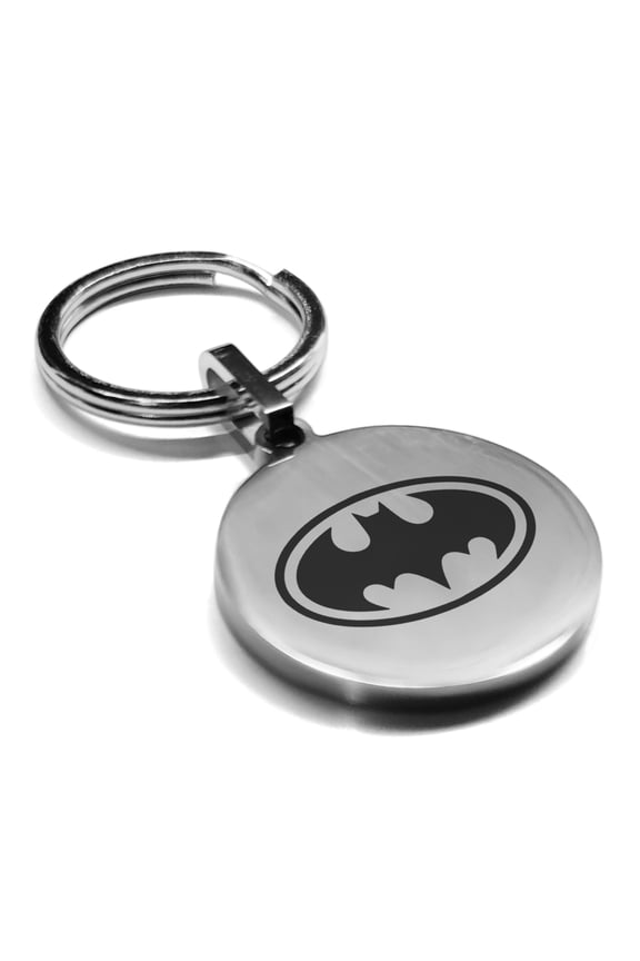 Stainless Steel Batman Round Medallion Keychain Circle Ring