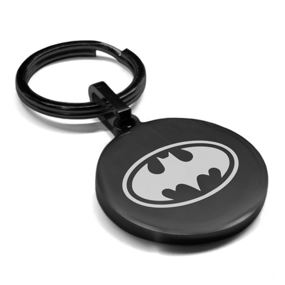 Stainless Steel Batman Round Medallion Keychain Circle Ring
