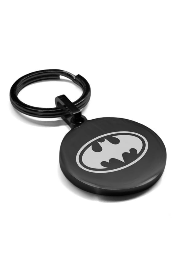 Stainless Steel Batman Round Medallion Keychain Circle Ring