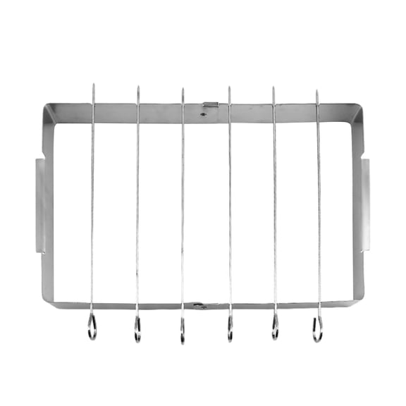 Stainless Steel Bbq Kabob Grill Rack Foldable with 6 Skewers Portable Camping Barbecue Cooking Set
