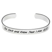 Stainless Steel "Be Still and Know That I Am GOD" Psalm 4610 Engraved Cuff Bracelet