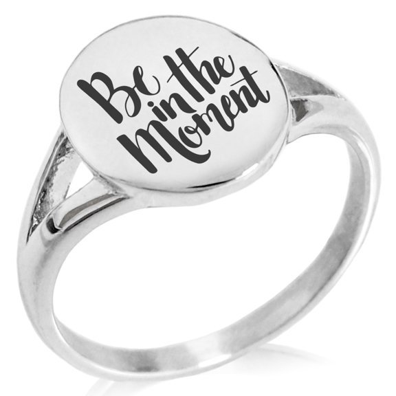 Stainless Steel Be in the Moment Minimalist Oval Top Polished Statement Ring