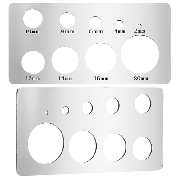 Stainless Steel Bead Measuring Ruler Measuring Tool Bead Size Chart Board Stainless Steel 85x43x1.5mm Inner Diameter: 2/4/6/8/10/12/14/16/20mm