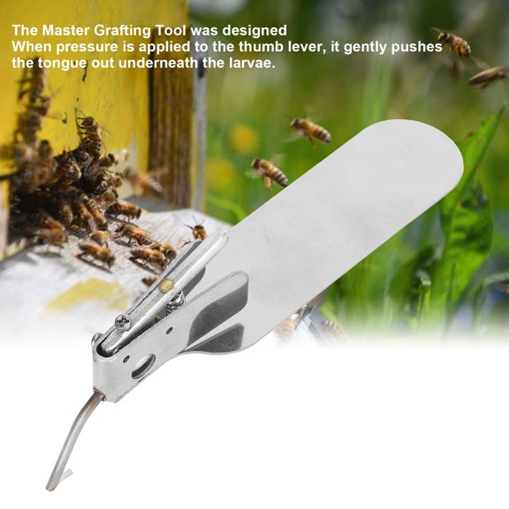 Stainless Steel Beekeeping Queen Grafting Tool with Screwdriver and 2 Replacement Tongues, 4.3 Inch Larva Transfer Instrument