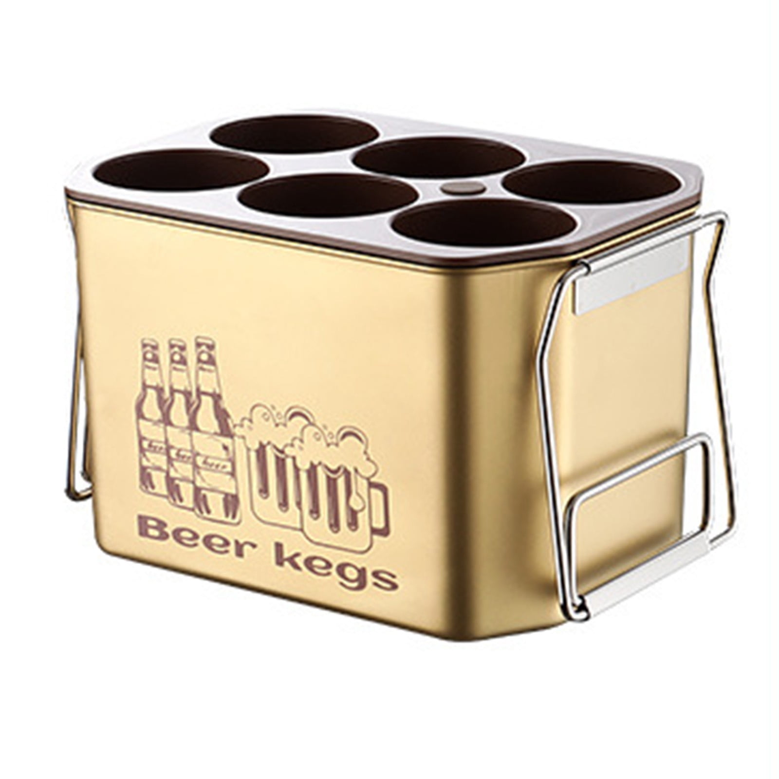 Stainless Steel Carrier - 6 Bottle Capacity with Ice Compartment | Durable 304 Steel Drink Holder for Sports, Tailgates & Outdoor Parties